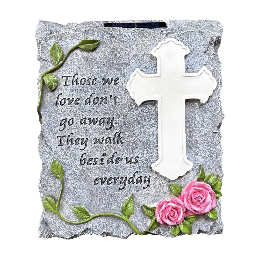 7522 Solar Cross Light Memorial Stone Flower Decorative Garden Stepping